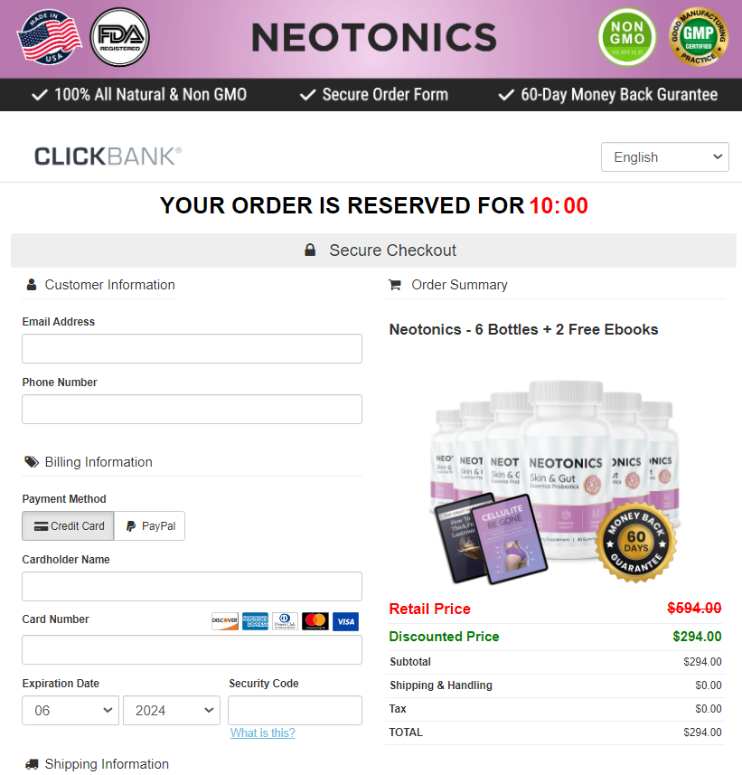 Neotonics Order Page